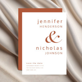 Modern Terracotta Ampersand Typography Wedding Save The Date