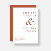 Modern Terracotta Ampersand Typography Wedding Save The Date