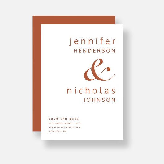 Modern Terracotta Ampersand Typography Wedding Save The Date