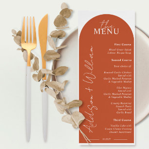Modern Terracotta Arch Wedding Menu