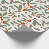 Modern terracotta bessen gebladerte patroon cadeaupapier (Hoek)