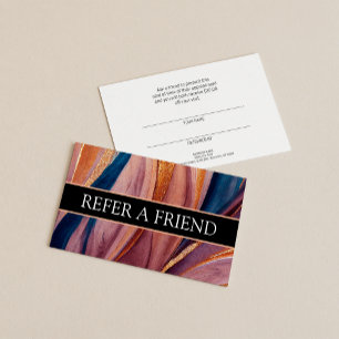 Modern terracotta blue glitter Referral-klant Visitekaartje