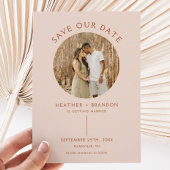 Modern Terracotta Blush Photo Save the Dates Kaart