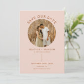 Modern Terracotta Blush Photo Save the Dates Kaart (Staand voorkant)