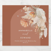 modern terracotta boheiengras botanisch sparkling wijnetiket (Enkel label)