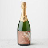 modern terracotta boheiengras botanisch sparkling wijnetiket (Voorkant)