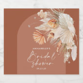 modern terracotta boheiengras botanisch sparkling wijnetiket (Enkel label)