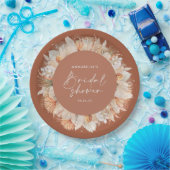 Modern terracotta bohian pampas vrijgezellenfeest papieren bordje (Feest)