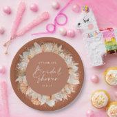 Modern terracotta bohian pampas vrijgezellenfeest papieren bordje (Feest)