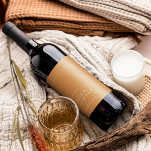 Modern Terracotta Boho Arch Minimalist Wedding Wijn Etiket