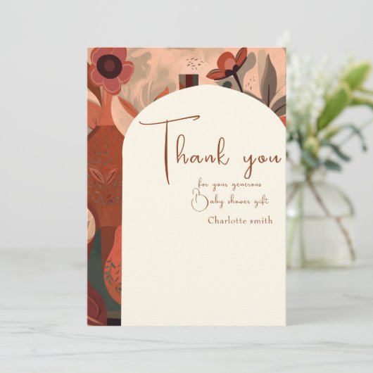 Modern Terracotta boho baby shower Kaart (Staand voorkant)