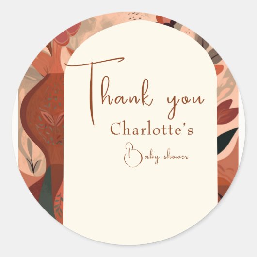 Modern Terracotta boho baby shower Ronde Sticker (Voorkant)