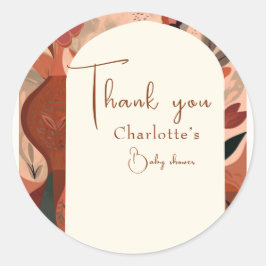 Modern Terracotta boho baby shower Ronde Sticker