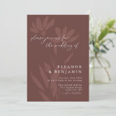 Modern Terracotta Boho Botanical Script Wedding Kaart (Staand voorkant)