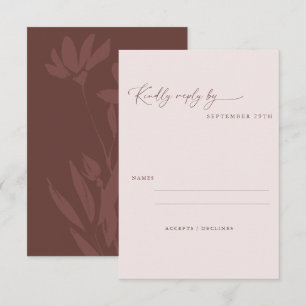 Modern Terracotta Boho Botanical Script Wedding RSVP Kaartje