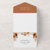 Modern Terracotta Boho Pampas Grass Wedding All In One Uitnodiging (Buitenkant)