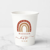 Modern Terracotta Boho Rainbow Birthday Papieren Bekers (Voorkant)