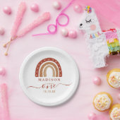 Modern Terracotta Boho Rainbow Birthday Papieren Bordje (Feest)
