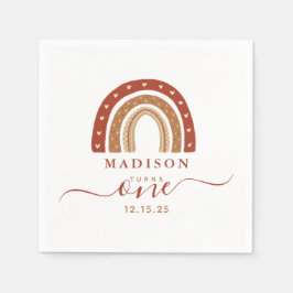 Modern Terracotta Boho Rainbow Birthday Servet