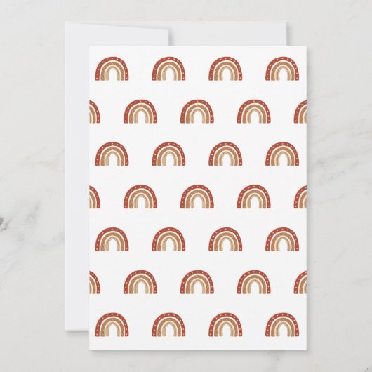 Modern Terracotta Boho Rainbow Clouds Baby shower Kaart (Achterkant)