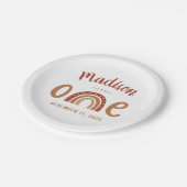 Modern Terracotta Boho Rainbow First Birthday Papieren Bordje (Gekanteld)