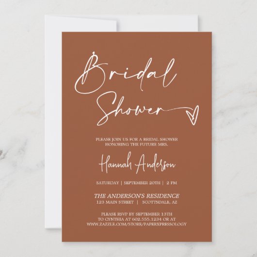 Modern Terracotta Boho Vrijgezellenfeest QR Code F Kaart (Voorkant)