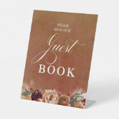 Modern Terracotta Boho Wedding Guest Book Reclamebord Met Voetstuk (Voorkant)