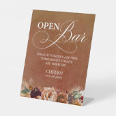 Modern Terracotta Boho Wedding Open Bar Reclamebord Met Voetstuk (Voorkant)