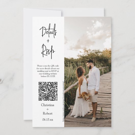 Modern Terracotta Boho Wedding Photo QR Code RSVP Kaart (Achterkant)