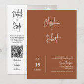 Modern Terracotta Boho Wedding Photo QR Code RSVP Kaart (Voorkant / Achterkant)