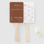 Modern Terracotta Boho Wedding Programme set of Fa Handwaaier (Voorkant en achterkant)