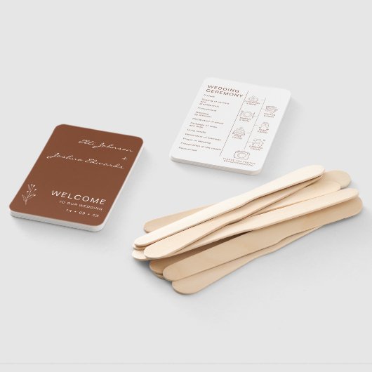 Modern Terracotta Boho Wedding Programme set of Fa Handwaaier (Niet-gemonteerd)