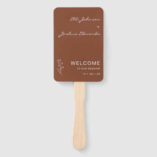 Modern Terracotta Boho Wedding Programme set of Fa Handwaaier (Voorkant)