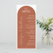 Modern Terracotta Boog Huwelijksmenu Menu (Staand voorkant)