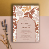 Modern Terracotta Botanical Arch Wedding Kaart