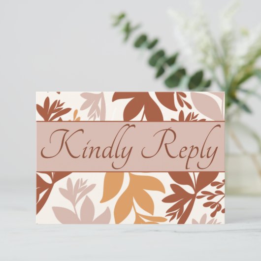 Modern Terracotta Botanical RSVP Wedding Kaartje (Staand voorkant)