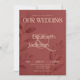 Modern Terracotta Botanical Typography Wedding Kaart