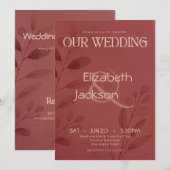 Modern Terracotta Botanical Typography Wedding Kaart (Voorkant / Achterkant)