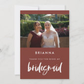 Modern terracotta Bridesmaid bedankt je kaart (Voorkant)