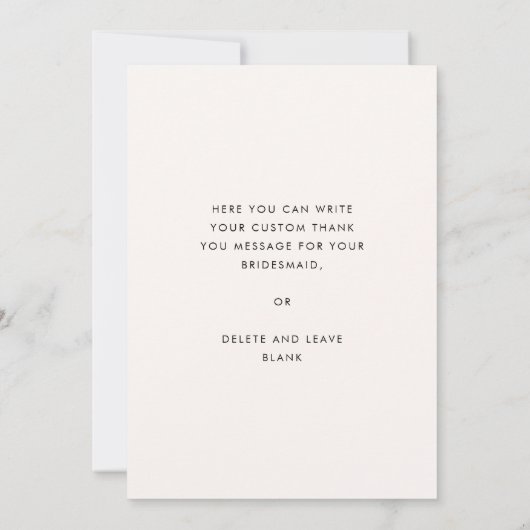 Modern terracotta Bridesmaid bedankt je kaart (Achterkant)