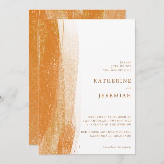 Modern Terracotta Burnt Gold Foil Boho Wedding Kaart (Voorkant / Achterkant)