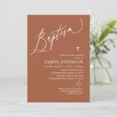 Modern Terracotta Burnt Oranje Baptism Invitation Kaart (Staand voorkant)