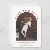 Modern Terracotta Burnt Oranje Boho Arch Foto Save The Date (Voorkant)