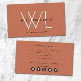 Modern Terracotta Burnt Oranje Sociale Media Icons Visitekaartje