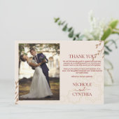 Modern Terracotta Burnt Sinaasappel Boho Wedding Bedankkaart (Staand voorkant)