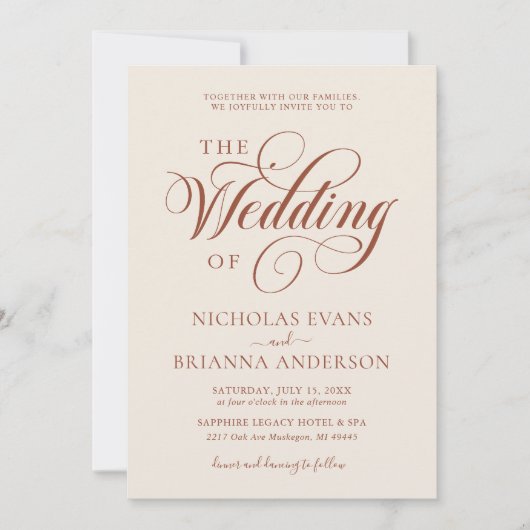 Modern Terracotta Burnt Sinaasappel Boho Wedding Kaart (Voorkant)