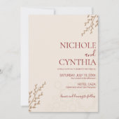 Modern Terracotta Burnt Sinaasappel Boho Wedding Kaart (Voorkant)