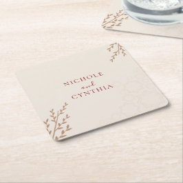 Modern Terracotta Burnt Sinaasappel Boho Wedding Kartonnen Onderzetters