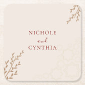 Modern Terracotta Burnt Sinaasappel Boho Wedding Kartonnen Onderzetters (Voorkant)