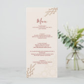Modern Terracotta Burnt Sinaasappel Boho Wedding Menu (Staand voorkant)